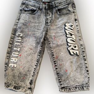Rock Salt Denim Shorts with Culture Graphics